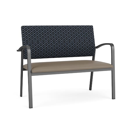 Newport 2 Seat Tandem Seating Metal Frame No Center Arms, Charcoal, RS Night Sky Back, MD Farro Seat